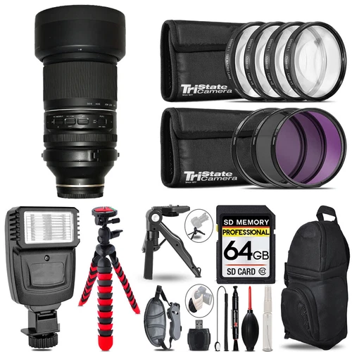 Tamron 150-500mm f/5-6.7 III VXD Lens for Sony +Flash +MACRO UV-CPL-FLD-64GB Kit