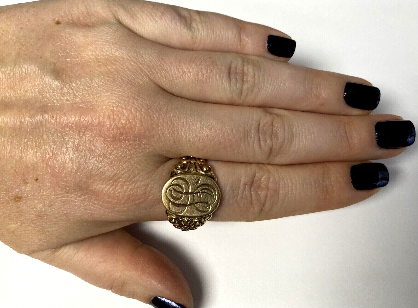 Antique 10K Solid Yellow Gold Initial Letter Mono… - image 10