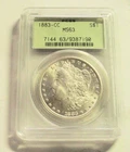 1883 CC Morgan Silver Dollar  PCGS MS63 Old Green Holder Should Grade Higher !!!