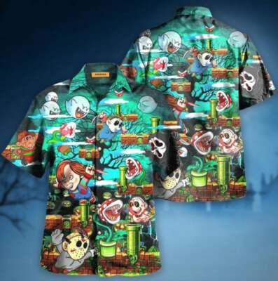 Supper Killer Halloween Hawaiian Shirt, Mario Halloween Summer Beach Ghost Mario