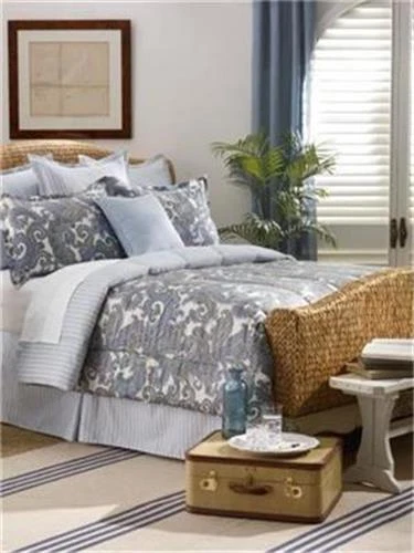 FALDA DE CAMA QUEEN RALPH LAUREN Harbor Island azul a rayas nueva rara Foto 2 de 4