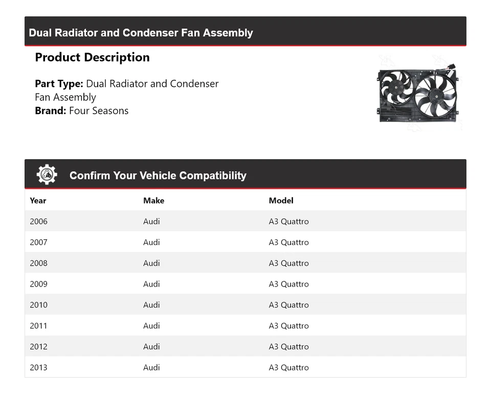 Para 2006-2013 Audi A3 Quattro radiador duplo e conjunto de ventilador condensador 4 estações - Imagem 2 de 4