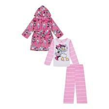Disney Junior Minnie Girls 3 Piece Robe  Pajama Set Size 10 "SHIPS FREE"