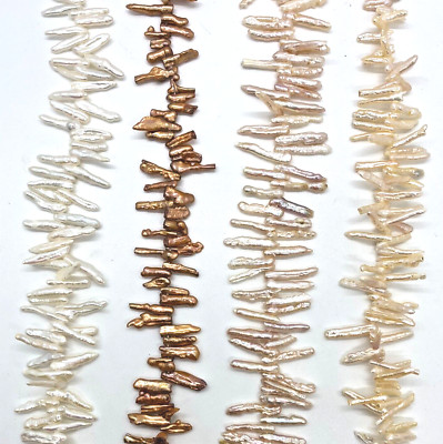 Natural Fresh Water STICK Pearls White Copper Pink Peach Approx. 18x3mm 16in.