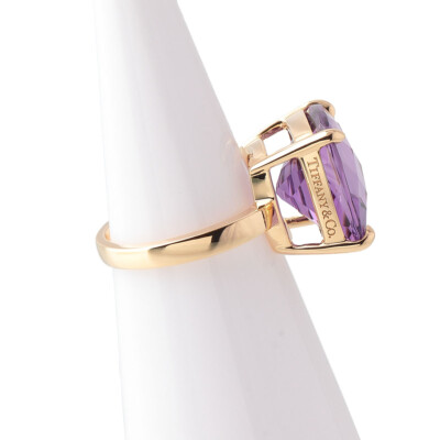 Tiffany Co Sparkler Ring Amethyst 750 18 K YG Yellow Gold