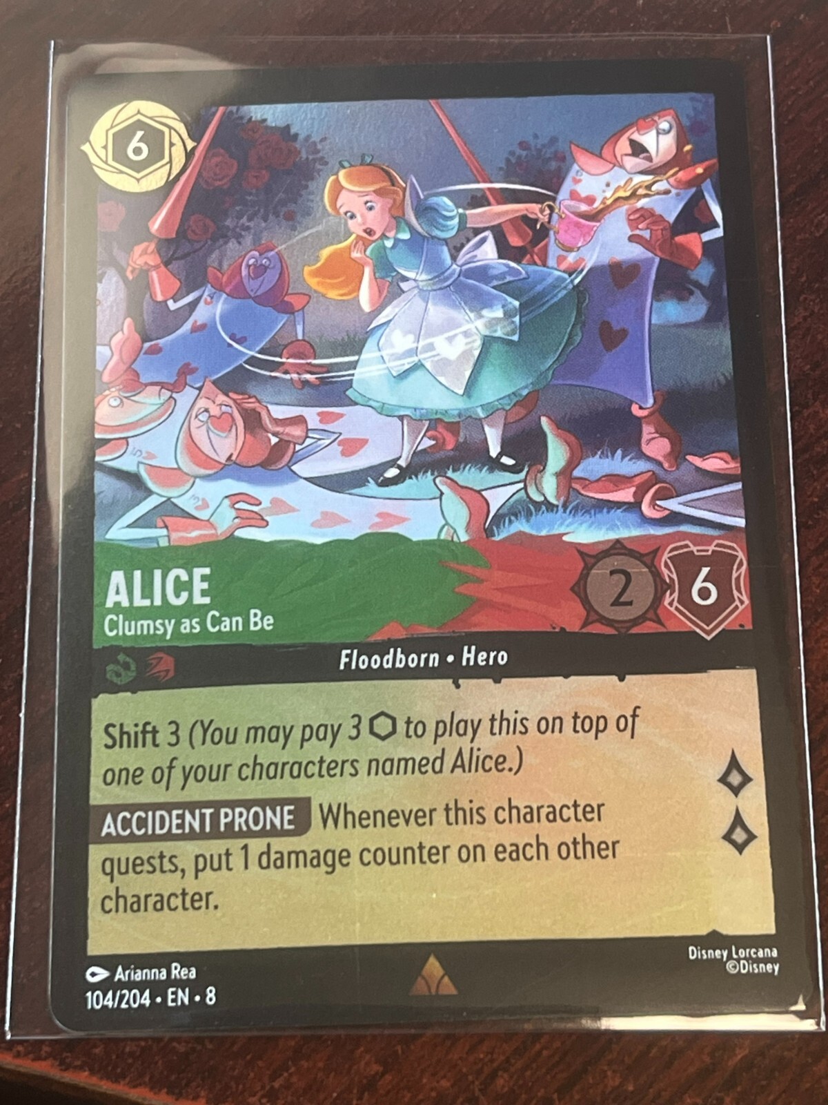 Alice - Clumsy as Can Be - 104/204 - Rare - Cold Foil Lorcana Reign of Jafar