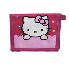2004 SANRIO HELLO KITTY FOLDING PINK WALLET W/ FLOWERS W/ MONEY COMPARTMENTS