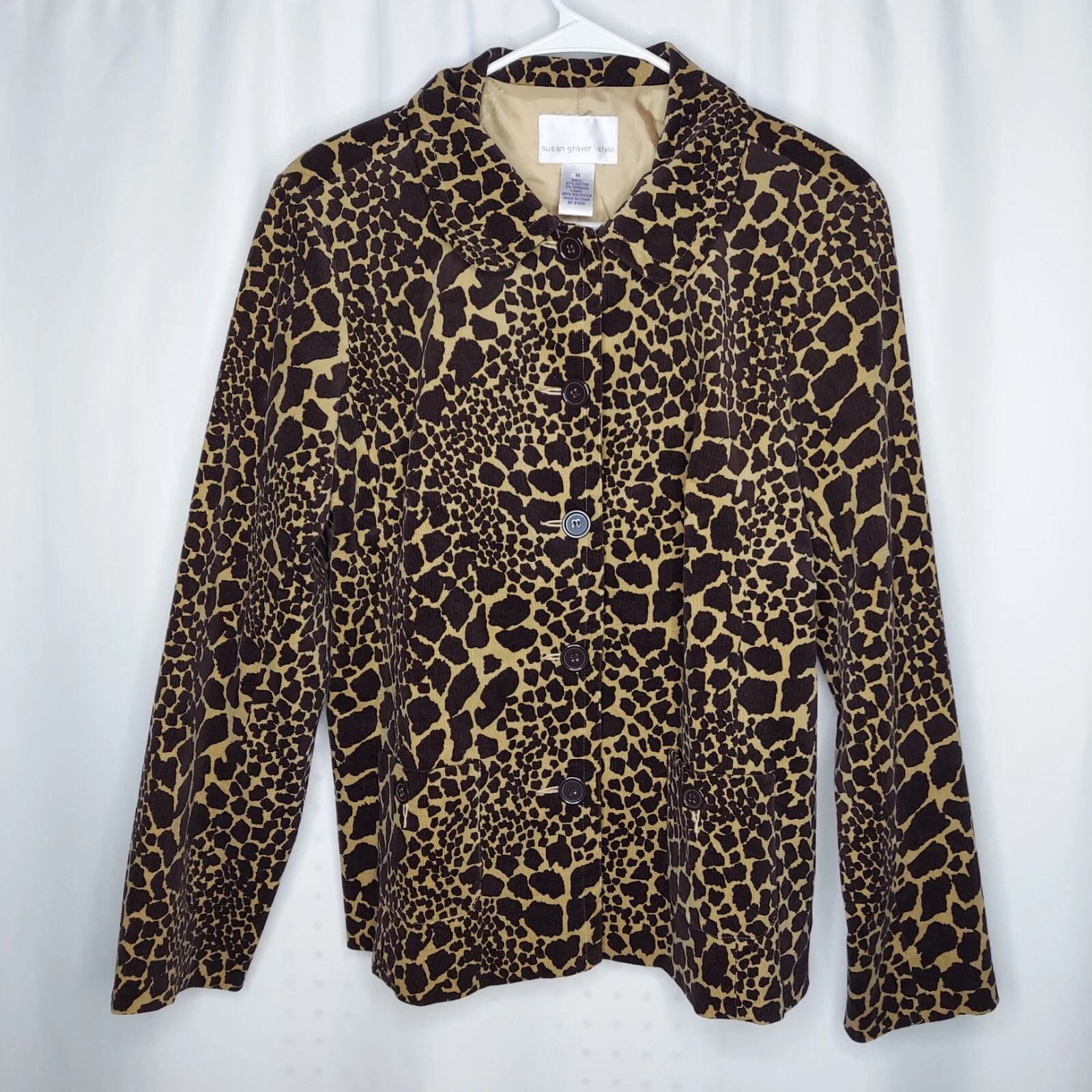 VETEMENTS Giacca velluto a coste Susan Graver donna marrone medio animale mafia moglie foderata bottoni