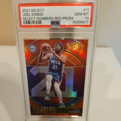 202122 Select Select Numbers Red Prizms Joel Embiid 11 Philadelphia 76ers psa10 