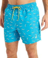 Nautica Men's Regular Fit Swim Trunks Swimwear Color-Blue Size-S.