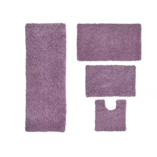 Fantasia Bath Rug 100 Cotton Bath Rugs Set, 4-Pcs Set with Contour, Purple Free