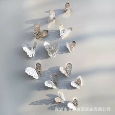 12pc 3D Butterfly Wall Stickers Decals Home Bathroom Decor DIY silver