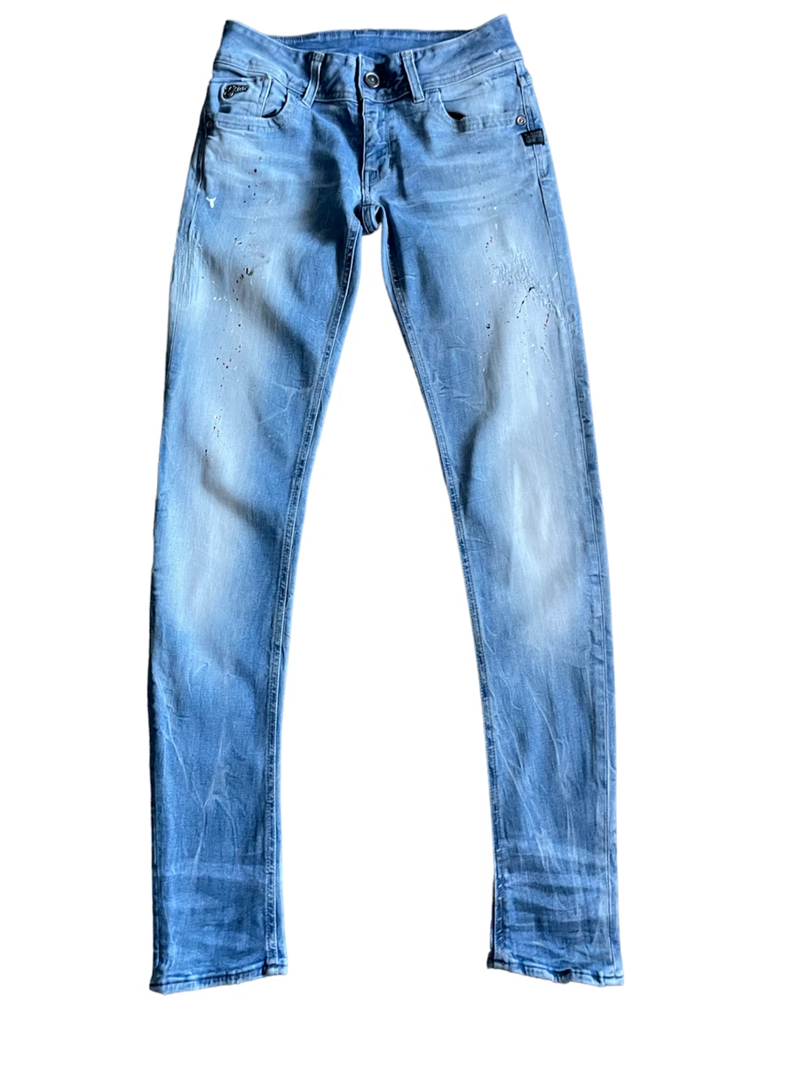 G STAR RAW GS01 WOMENS PAINT SPLATTED BOYFRIEND JEANS BLUE SIZE 29W 32L