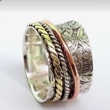 Solid 925 Sterling Silver Spinner Ring Handmade Wedding Jewelry Gift D-983