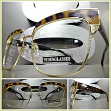 CLASSIC VINTAGE RETRO CAT EYE Style Clear Lens EYE GLASSES Gold  Leopard Frame