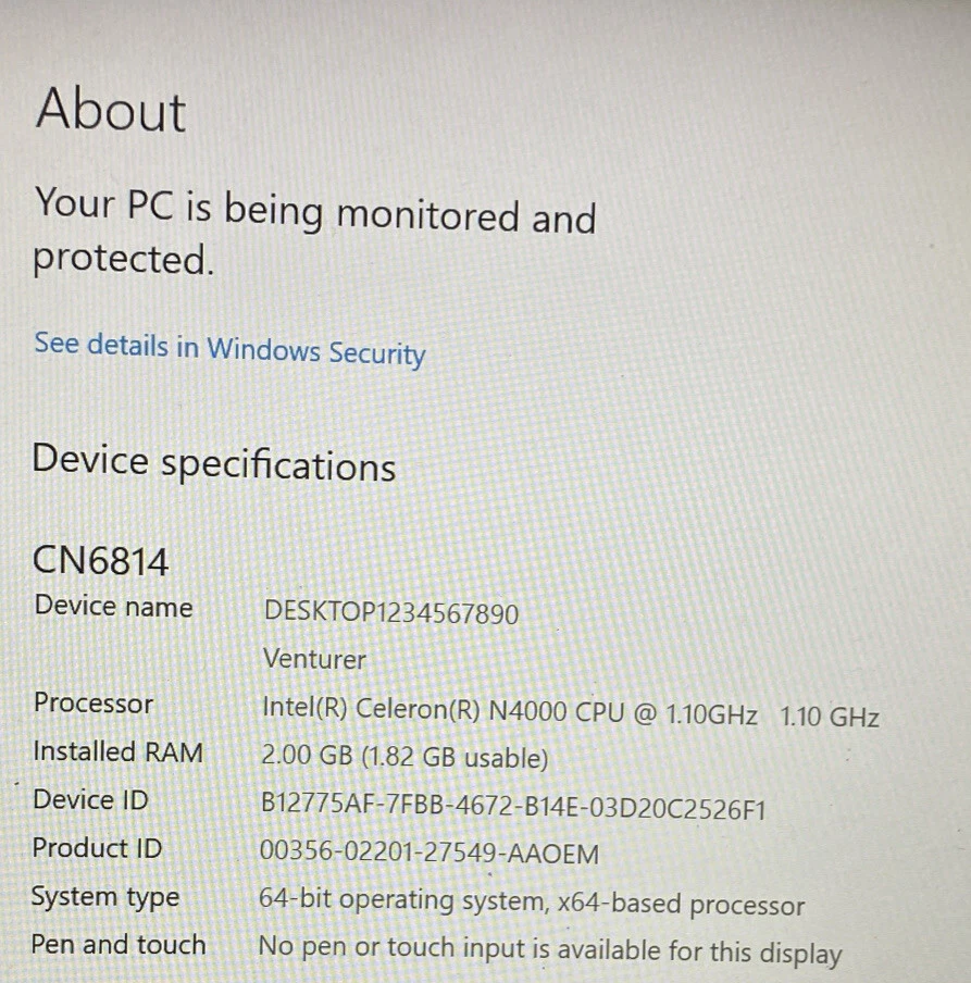 VENTURER Europa 11 PLUS 11.6" Full HD Slim Laptop RAM 4GB 64GB SSD -Matt Black - Image 3 of 3