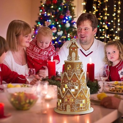 18'' Four-Story Christmas Castle Gingerbread House - Festive Holiday Design