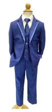 NEW JODANO Boys Classy Slim Fit 5Pc. Tuxedo in New Blue Expa. Waist Band Size 6