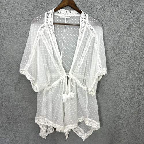 Abercrombie Fitch Cover Up Kimono Top Womens One Size White Boho Costal Festival