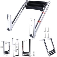 3 Step Telescoping Stainless Steel Ladder 304 Folding Pontoon Boat Dock Swim