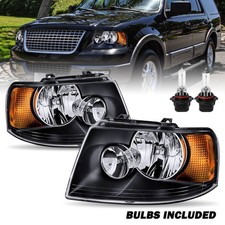 For Ford Expedition 2003-2006 Black Amber Housing Headlights Leftright Wblubs