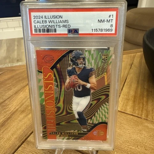 2024 Panini Illusions - Illusionists Caleb Williams #1 Red /199 (RC) psa8
