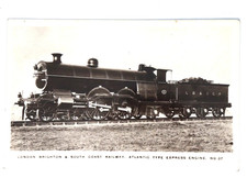 Halfpenny Stamp 1914-Antique Postcard-Atlantic Type Express Engine Train LB SCR