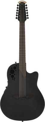 Ovation 12-String Acoustic-Electric Guitar, Elite TX Textured Black, Deep Contou