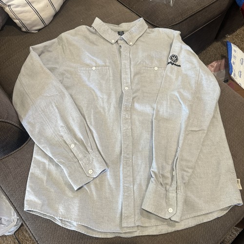 Helly Hansen, Helly Hansen Shirt Mens2XL SolidGray Button Up Flannel