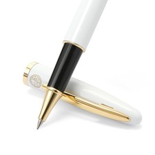 Luxury Gold Rollerball Pen 24K Gold-Plated Executive Writing Pen White