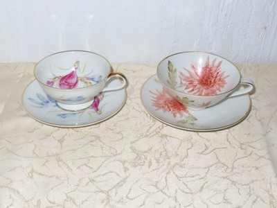 4 Piece Hutschenreuther Coffee Cups + Saucers ''Floral Pattern''!