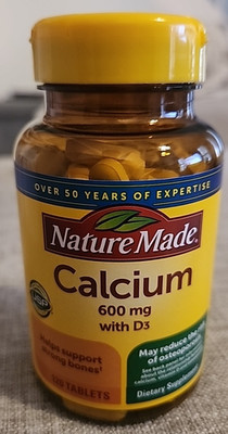 NATURE MADE CALCIUM WITH VITAMIN D3 SUPPLEMENT 600 MG/120 TABLETS