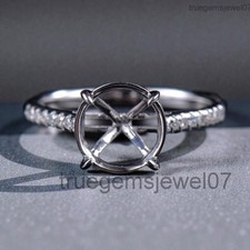 Semi Mount Ring 925 Silver Pave Band 9mm Round Cut Solitaire Engagement Setting