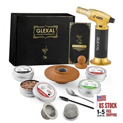Bourbon Whiskey Cocktail Smoker Kit with Torch, Glexal Drink Smoker Infuser 