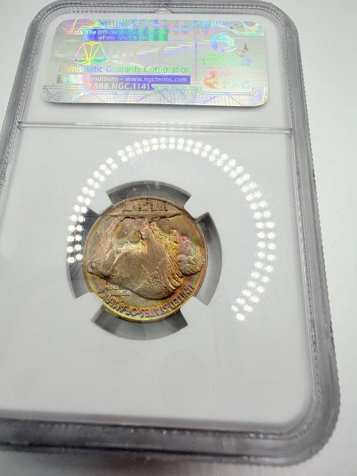 1938-D Buffalo 5C Rainbow Colored Toner MS 65 - Best Ebay Toners - NGC - Image 2 of 2