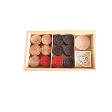 Carrom Coins Set 24 Wooden Carrom Pieces with 2 Strikers & Cover Case | Class...