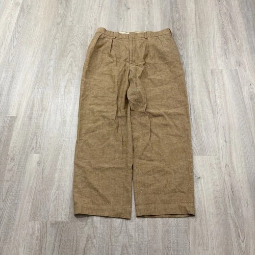Vintage Polo Ralph Lauren Pants 34x34 (Fits 34x28) Tan Herringbone Linen Tweed