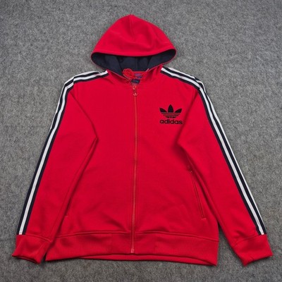 Adidas Hoodie Herren Medium Rot Schwarz Pullover Hoody Trefoil Firebird Retro