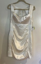 Windsor Glam Mini Dress Sz 13/14 Bodycon Fitted Ivory NEW Rehearsal Dinner