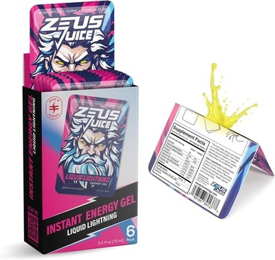 Zeus Juice Instant Energy Gel 80 mg Natural Caffeine, Clean Pre-Workout Booster