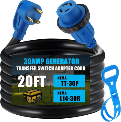 #ad #ad 20 Ft TT 30P to L14 30R Generator Transfer Switch Adapter Cord 30 Amp TT 30P Ma $93.32