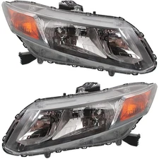 Driver and Passenger Headlights For Honda Civic 2012 Halogen w/ Bulbs DX EX EX-L