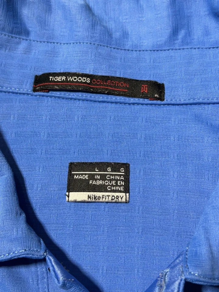耐克 Golf Tiger Woods Collection Polo 衫 Dri Fit 蓝色男式 L 码 — 第 3/4 张图片