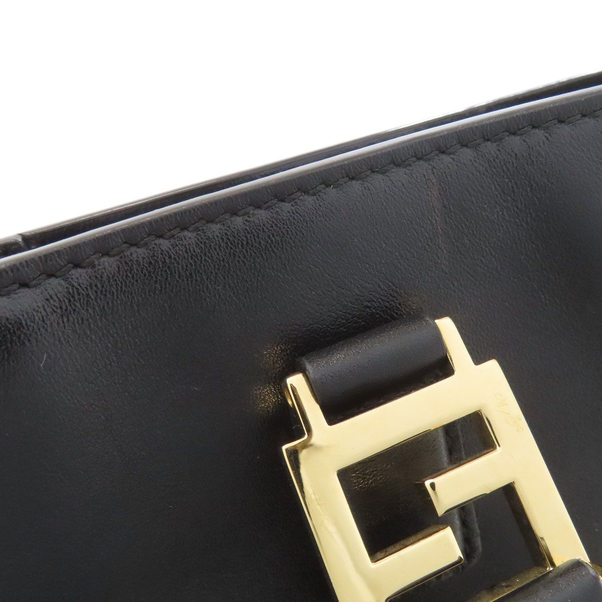 FENDI Logo Handbag Leather Black Women From Japan thumbnail 17