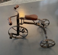 Vintage Rustic Metal Wood Miniature Tricycle Doll Accessory 6X9