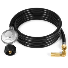 WADEO 10FT Propane Regulator and Hose with Elbow Adapter for 20lb Propane Tank