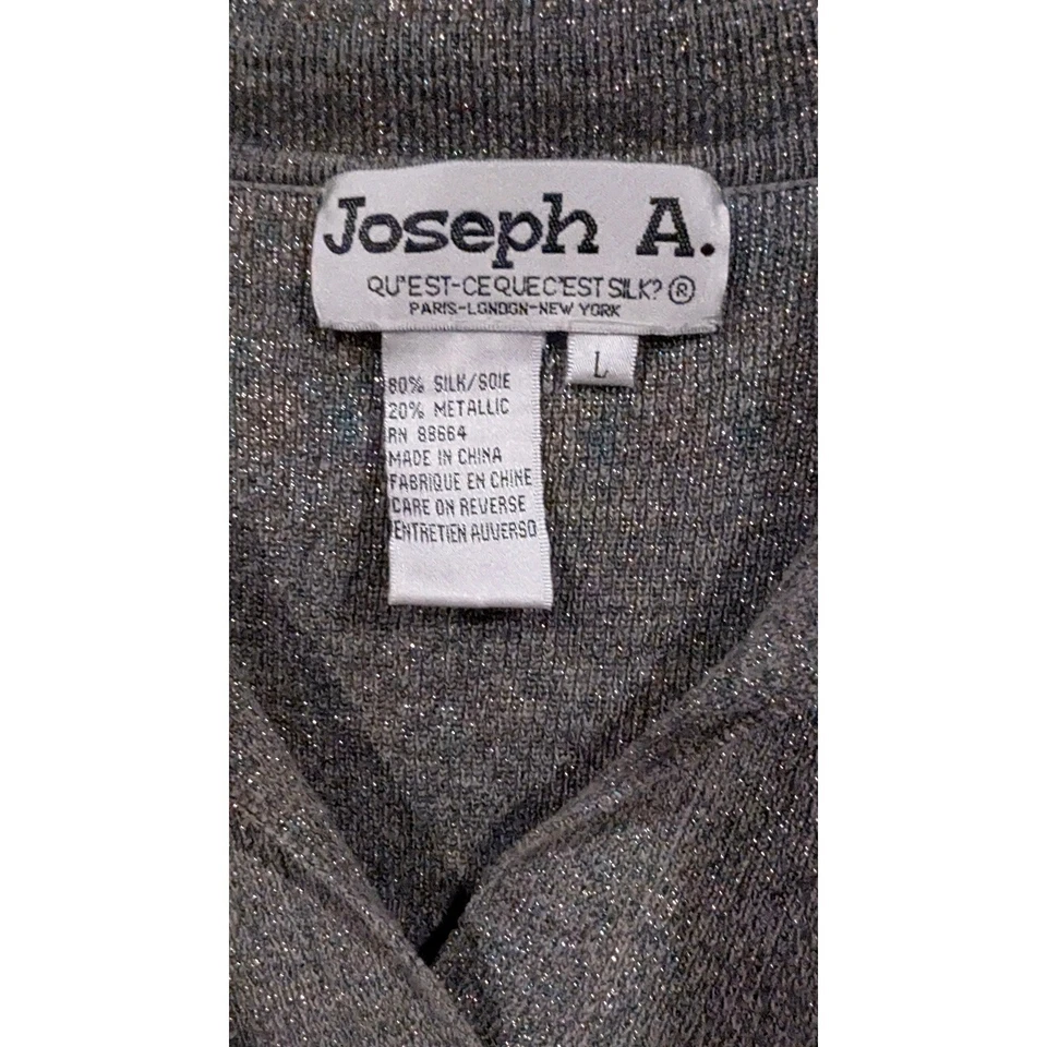 Joseph A. Women's L Metallic Silk Blend Collared 3/4 Sleeve Sweater Top Y2k - Image 3 of 4