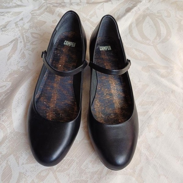 Women Camper Heels Black Leather 38 #Y24