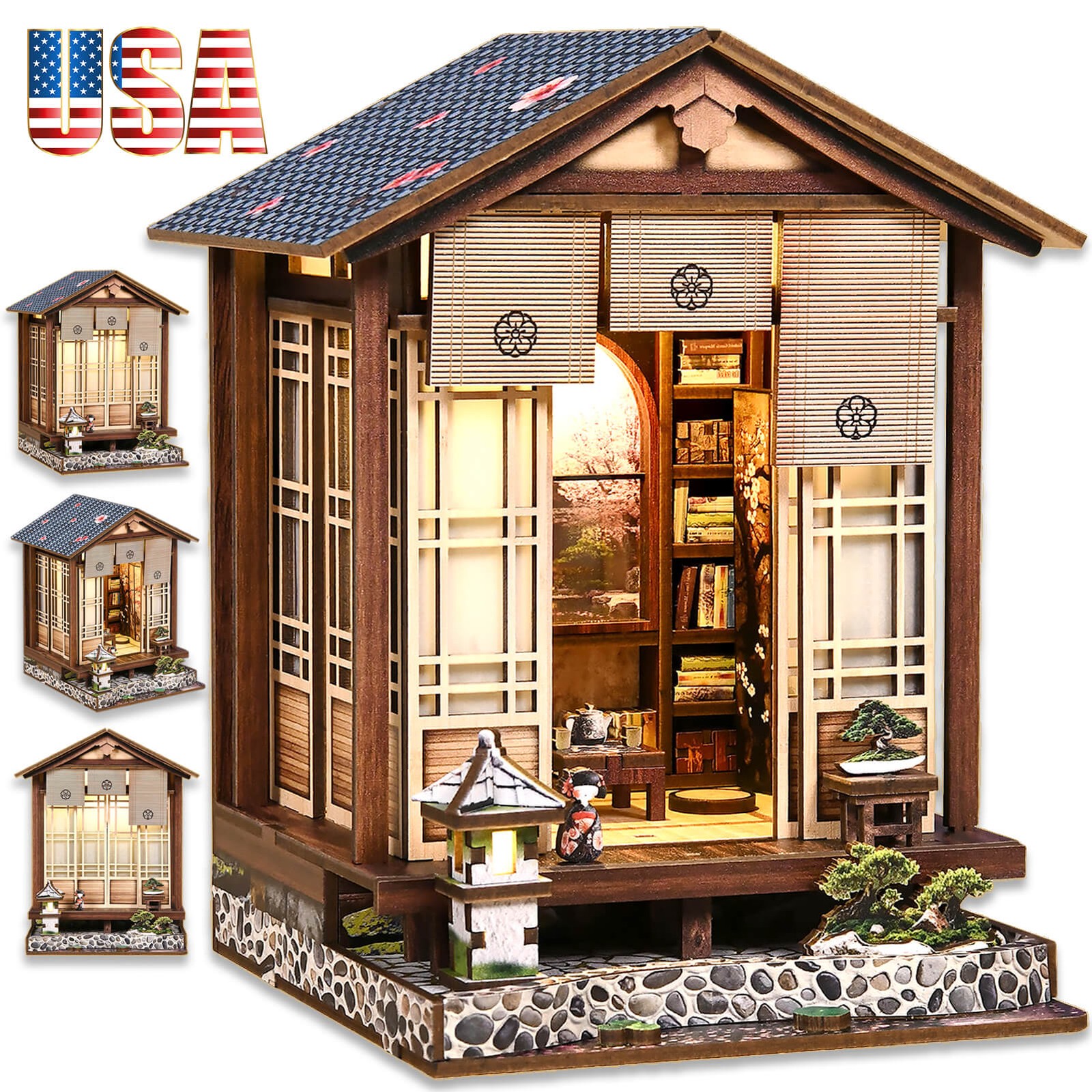 Japanese Diy Book Nook Kit for Adults Handmade DIY Zen Garden W/ LED Lighting US