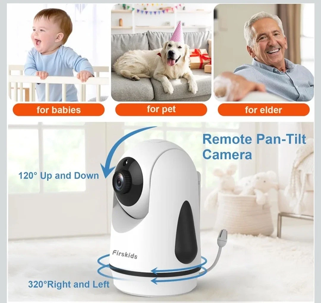 5" Baby Monitor with Camera and Audio, No WiFi Travel Baby Monitor, Pan Tilt Zo